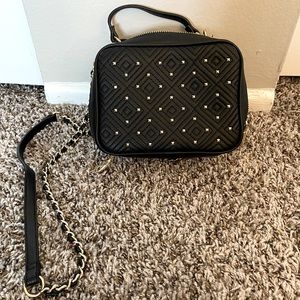 Crossbody purse, I.N.C. Black with decorative studs and chain strap.